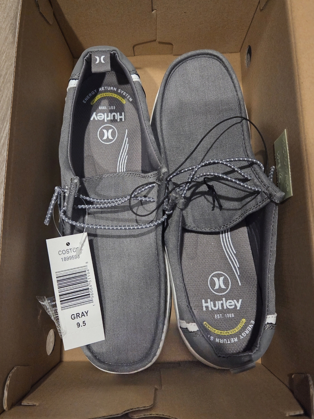 NIB Hurley Laguna Canvas Slip On Casual Shoes Gray Men’s Size 9.5